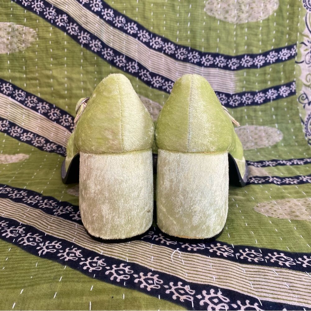 Y2K City Snappers Bright Green Spice Girls Velvet Platform Mary Jane Shoes 7.5 - Picture 4 of 14